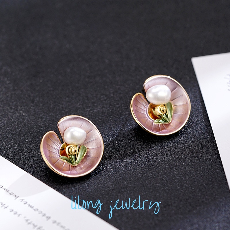 铜合金耳饰 LK249法★荷叶复古高级感气质简约百搭港风优雅耳环