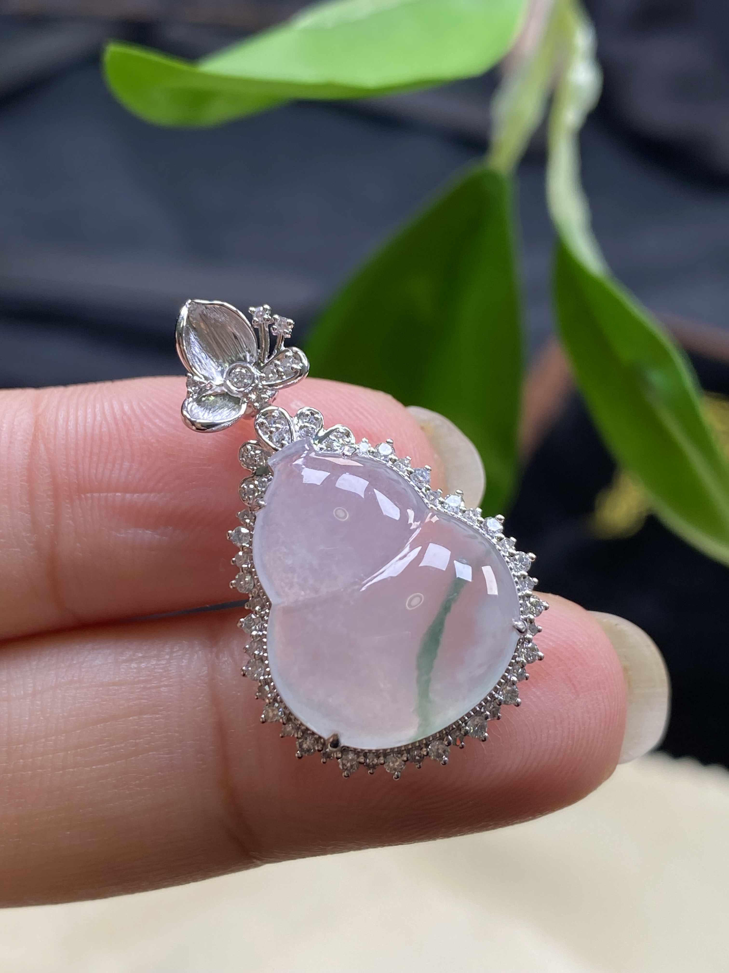 天然缅甸翡翠葫芦 18k金镶嵌