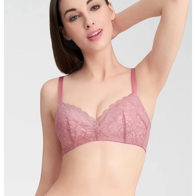 D52-黛家女款大胸显小无钢圈简约性感蕾丝薄款内衣文胸-E003224