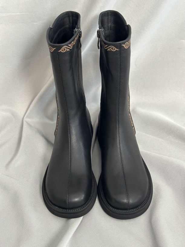 乌勒优选蒙古元素蒙古靴真皮中筒靴马丁靴舒适透气时尚英伦风靴子