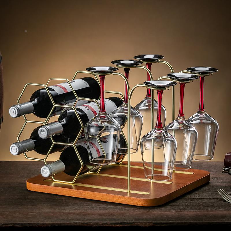 日本高端红酒架客厅家用放红酒瓶的架子倒挂酒杯收纳展示架摆件
