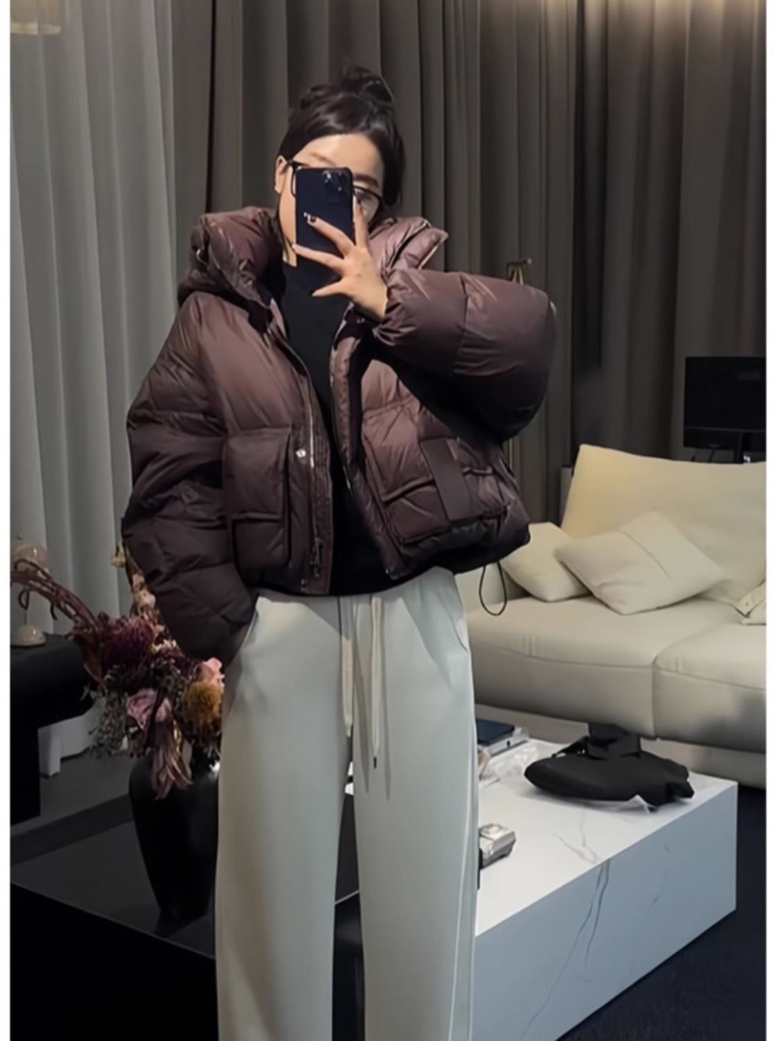 雅鹿高端短款羽绒服女2023冬季新款加厚时尚白鸭绒保暖面包服外套