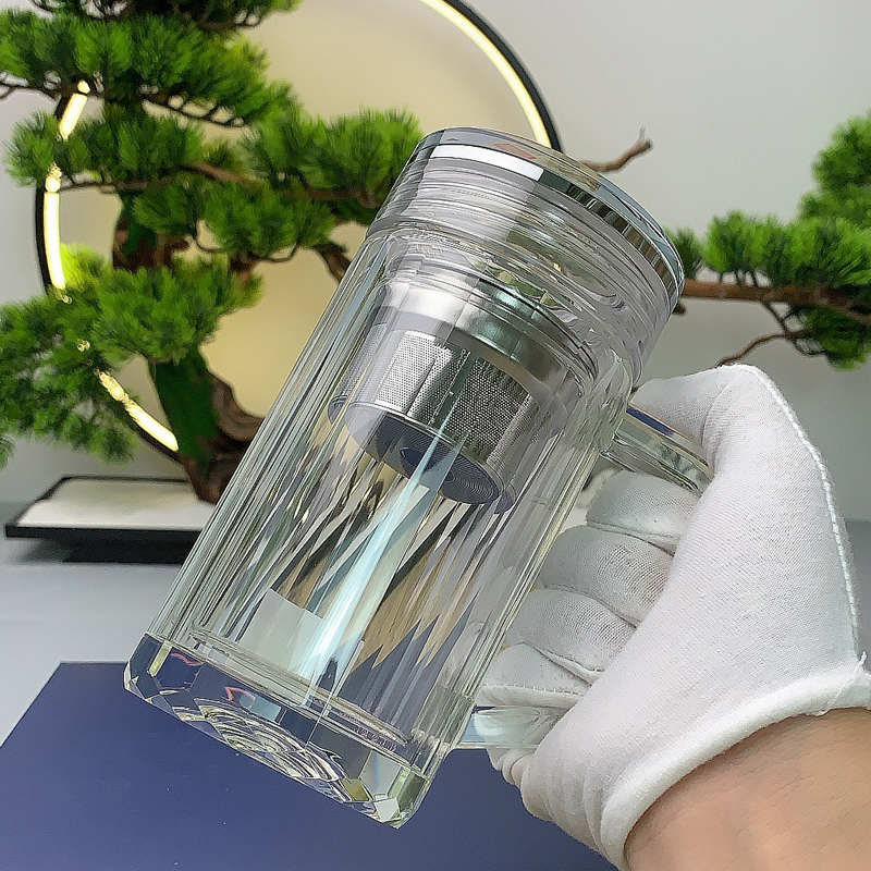 【办公杯】双层玻璃杯带把手男女商务办公泡茶杯个人专用礼盒包装