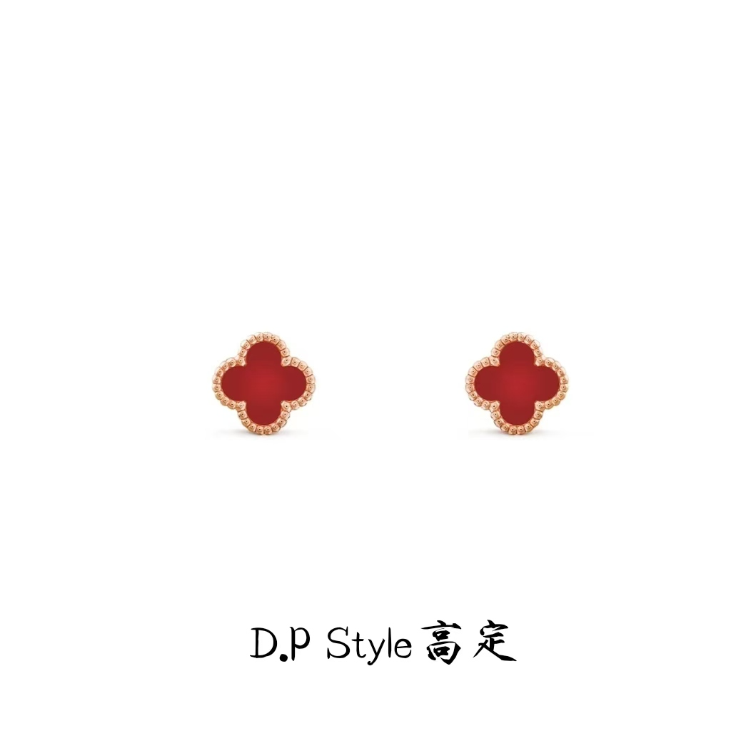 铜合金亚克力耳饰 时尚经典百搭金色红色气质耳钉小众轻奢M016