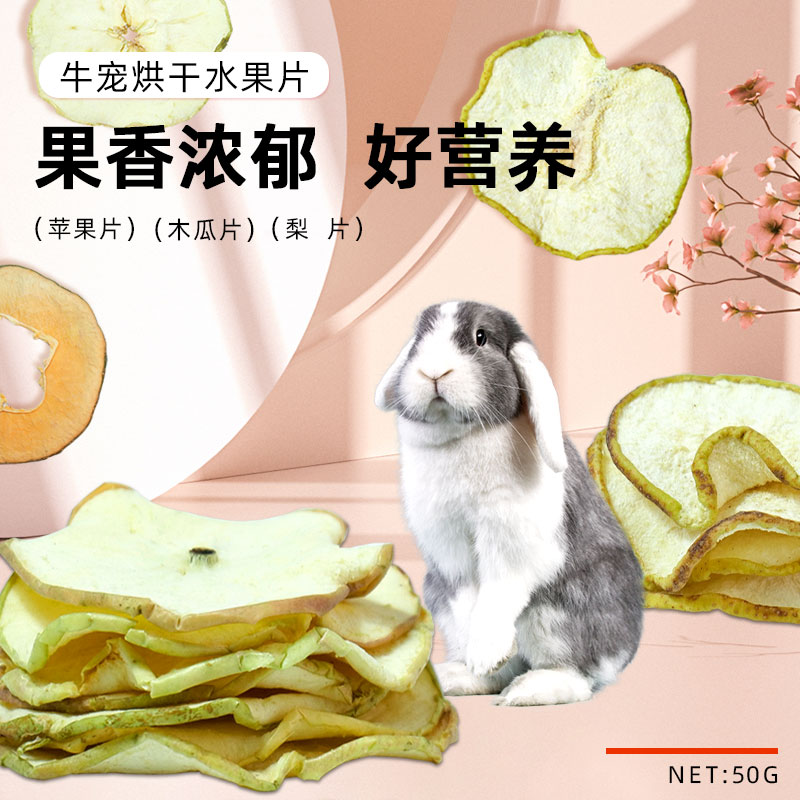 牛宠零食木瓜干豚鼠荷兰猪营养仓鼠粮食龙猫零食兔粮苹果干雪梨片