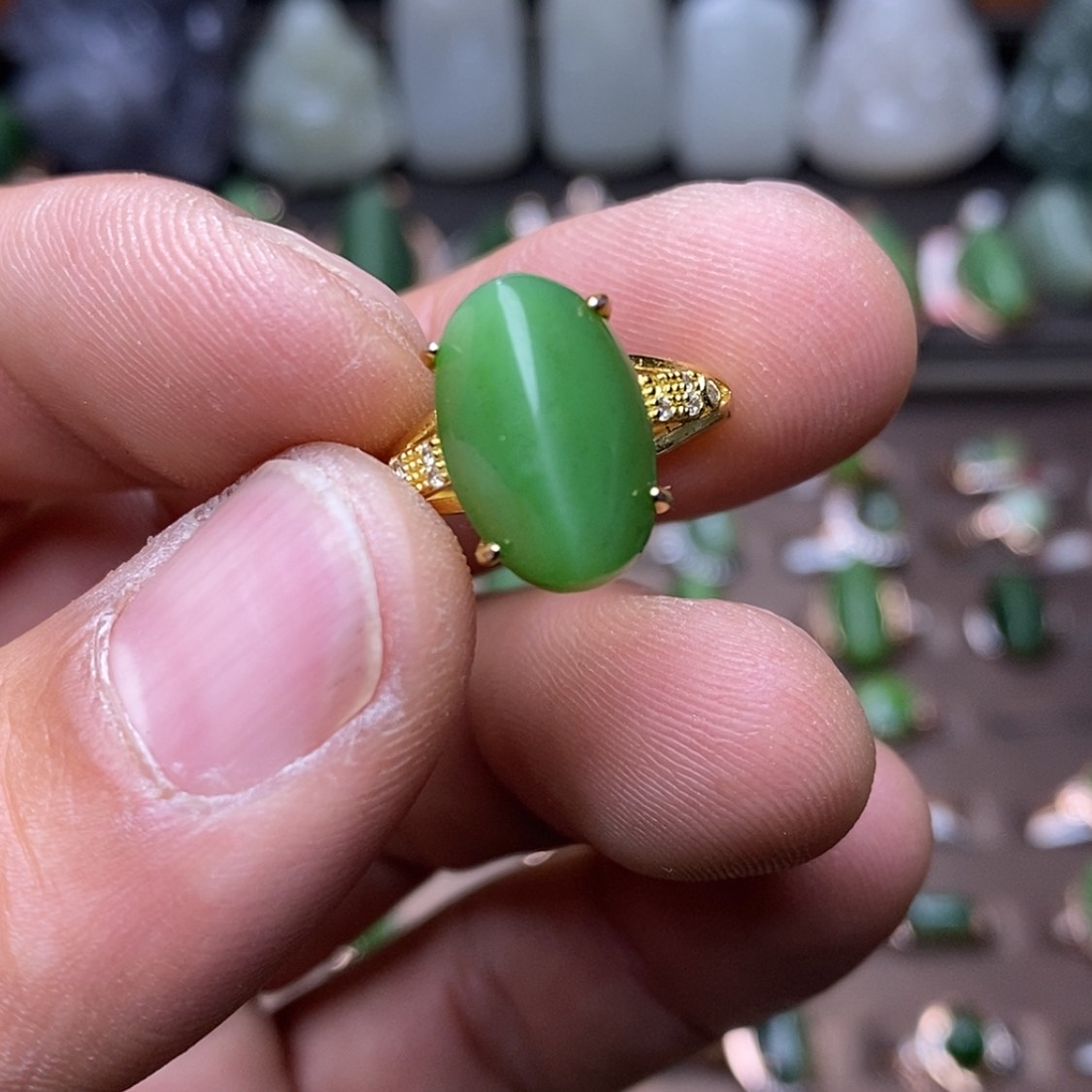 【闪购商品】和田玉（碧玉）戒指未镶嵌