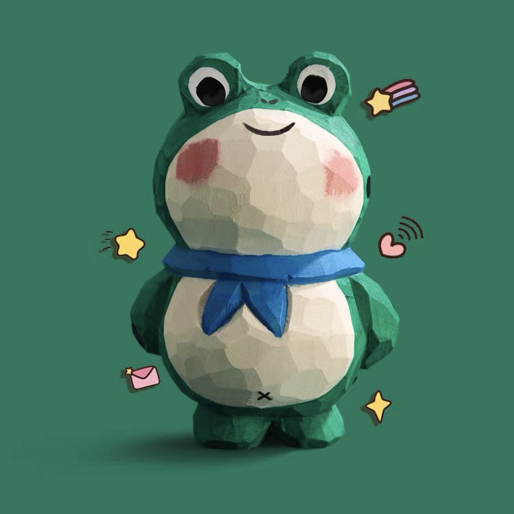 可爱网红青蛙玩偶摆件创意木雕车载内饰公仔装饰用品情侣生日礼物