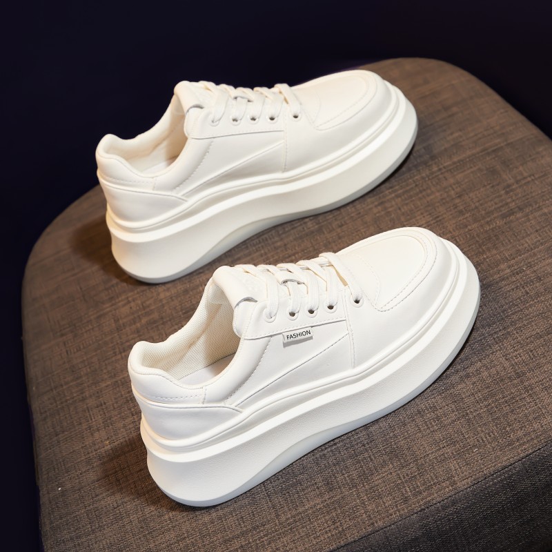 殊彩6CM 厚底增高小白鞋女2025新款增高单鞋休闲运动鞋松糕板鞋潮