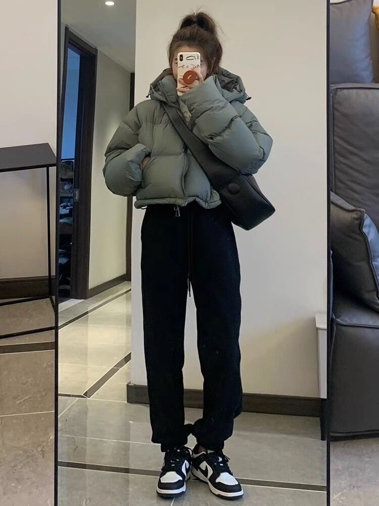 鸭鸭羽绒服女短款冬季2023新款韩版加厚可脱卸帽小个子显高面包服