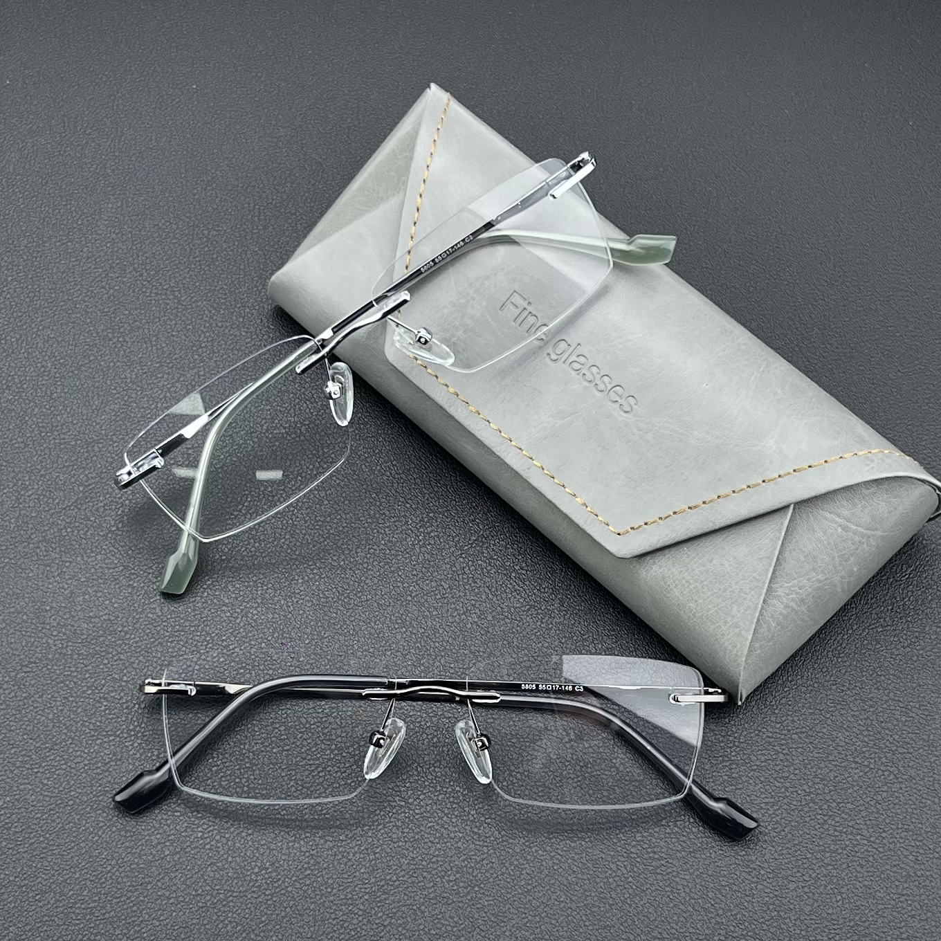 5805男士无框超轻眼镜可配度数防蓝光镜片网红近视镜纯钛ins