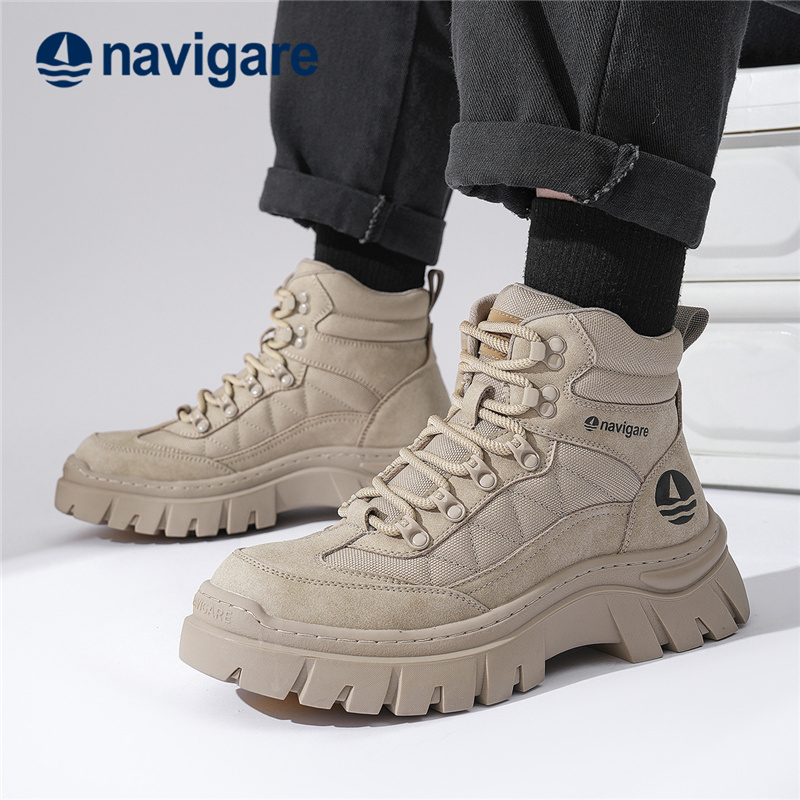 Navigare/纳维凯尔秋季新款户外男士厚底增高舒适耐磨百搭马丁靴