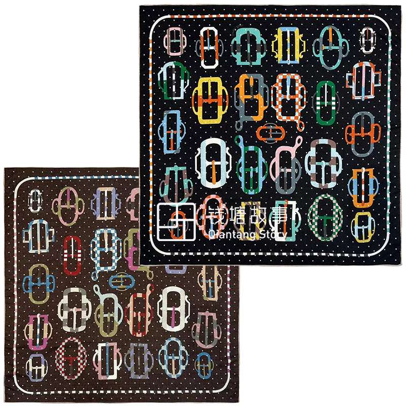 Qiantang Story/钱塘故事90丝毛-彩色皮扣，87*87cm