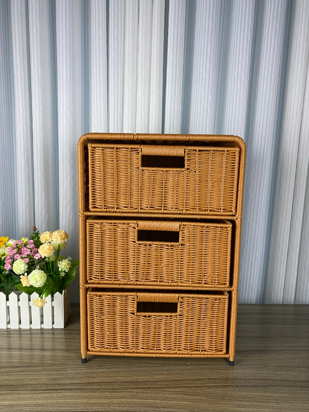 床头柜家用大容量抽屉式特大号藤编置物手工多层储物柜收纳柜创意