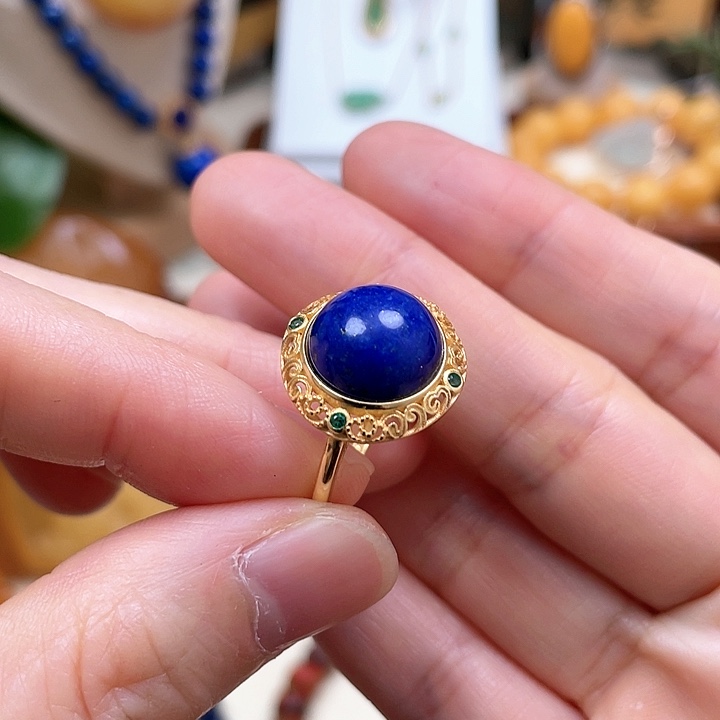 青金石戒指银S925镶嵌