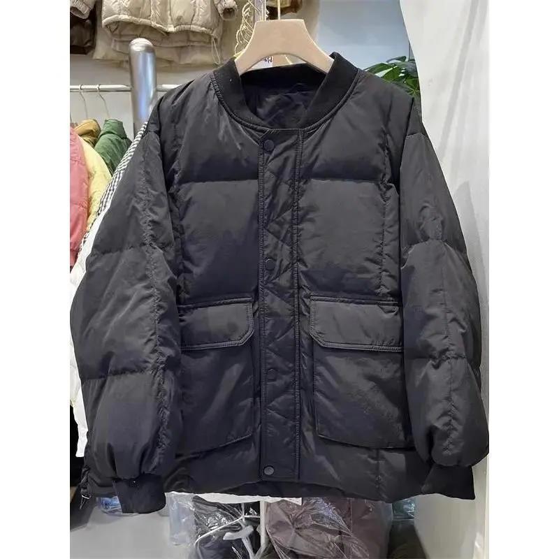 潮流秋冬新款大口袋棒球服宽松羽绒棉衣女短款外套加厚保暖小个子