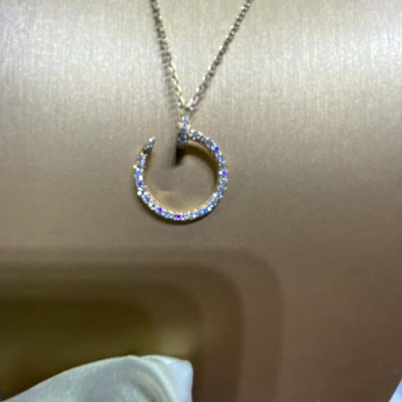 实验室培育钻石18k黄钉子满钻项链