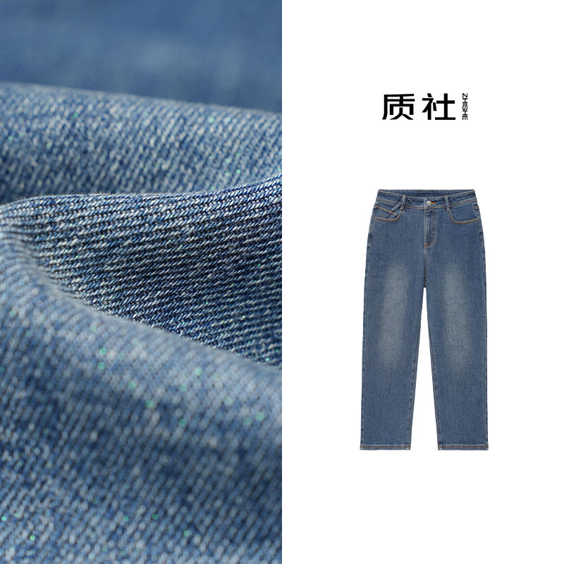 质社原创设计秋冬提臀绿银丝弹力烟管九分裤ZS021牛仔裤裤子