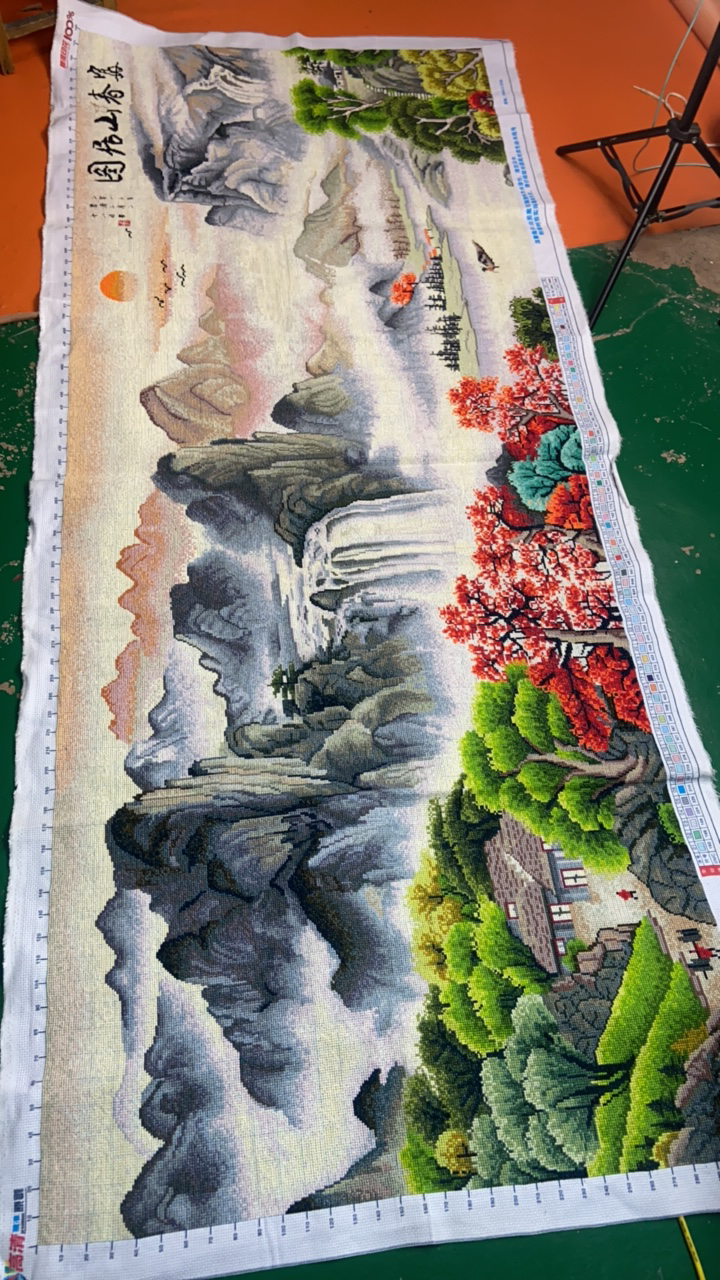 纯手工十字绣成品富春山居图2.3米米满绣客厅大画