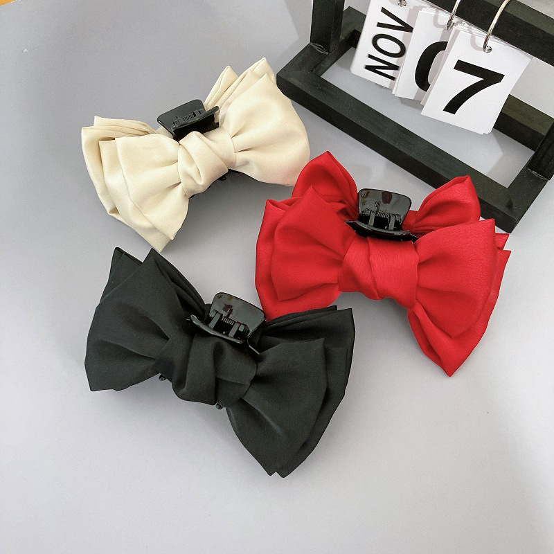 黑色蝴蝶结抓夹女后脑勺高级感鲨鱼夹大号夹子在逃公主头饰发夹