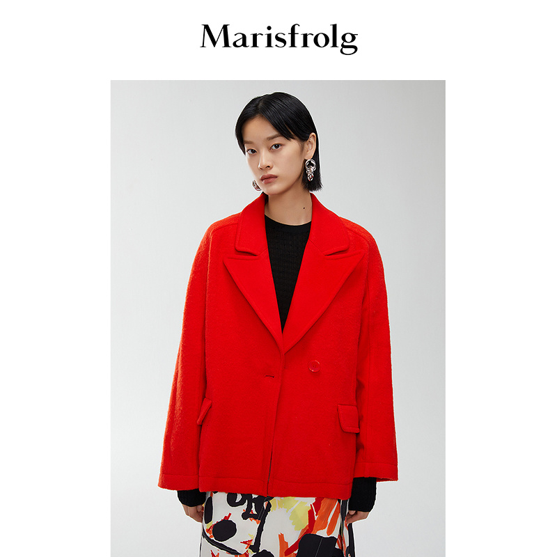 【商场同款新品】Marisfrolg/玛丝菲尔红色春新年战袍外套A1BW11118