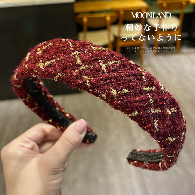 发箍女百搭外出网红韩国气质秋冬小香风毛呢头箍韩版压发简约发卡