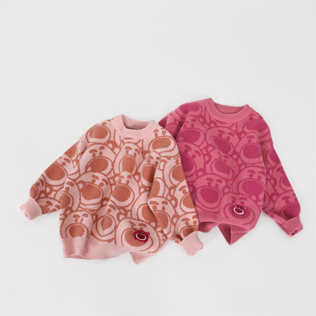 毛衣女童针织衫儿童春秋男童洋气宝宝圆领卡通套头