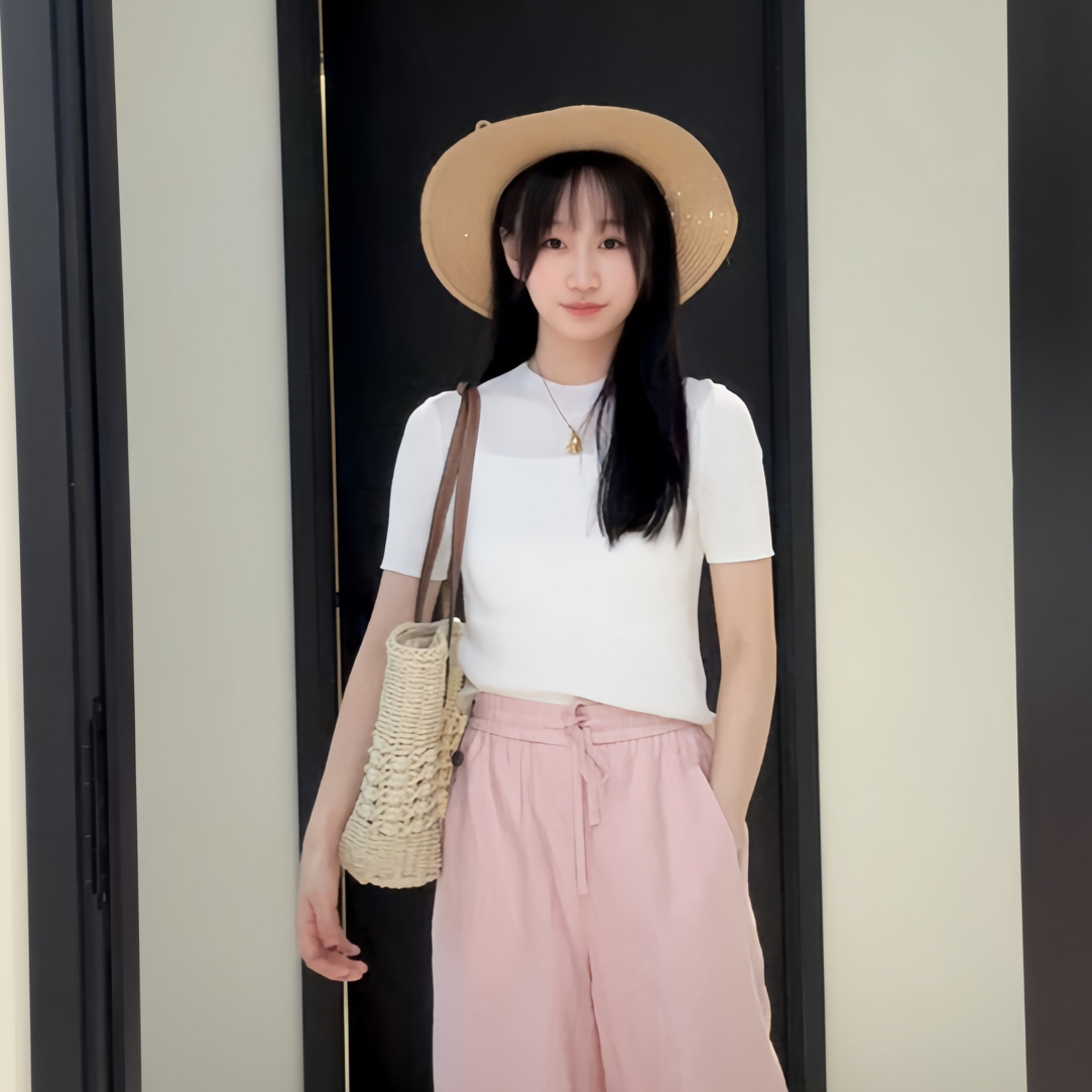 【夏日缤果】阿玛施显瘦打底衫烟管领针织衫冰丝白色T恤女5399601