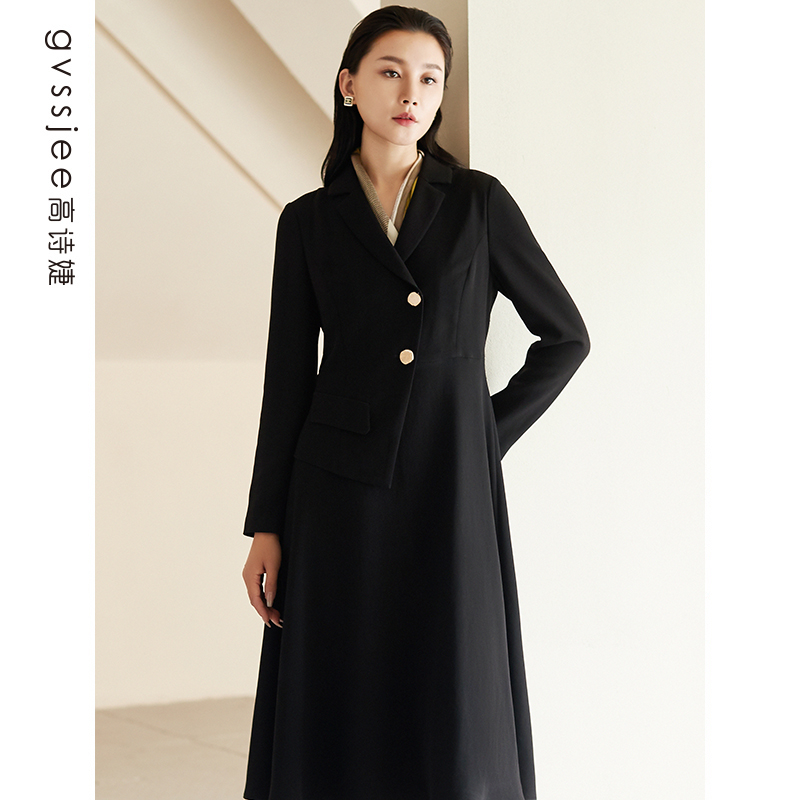 高诗婕商场同款西装领长袖气质显瘦连衣裙223361069-61
