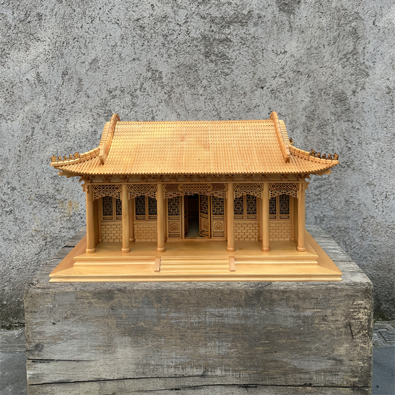 中式东阳木雕古建筑模型卷碰歇山木房子摆件工艺品礼品