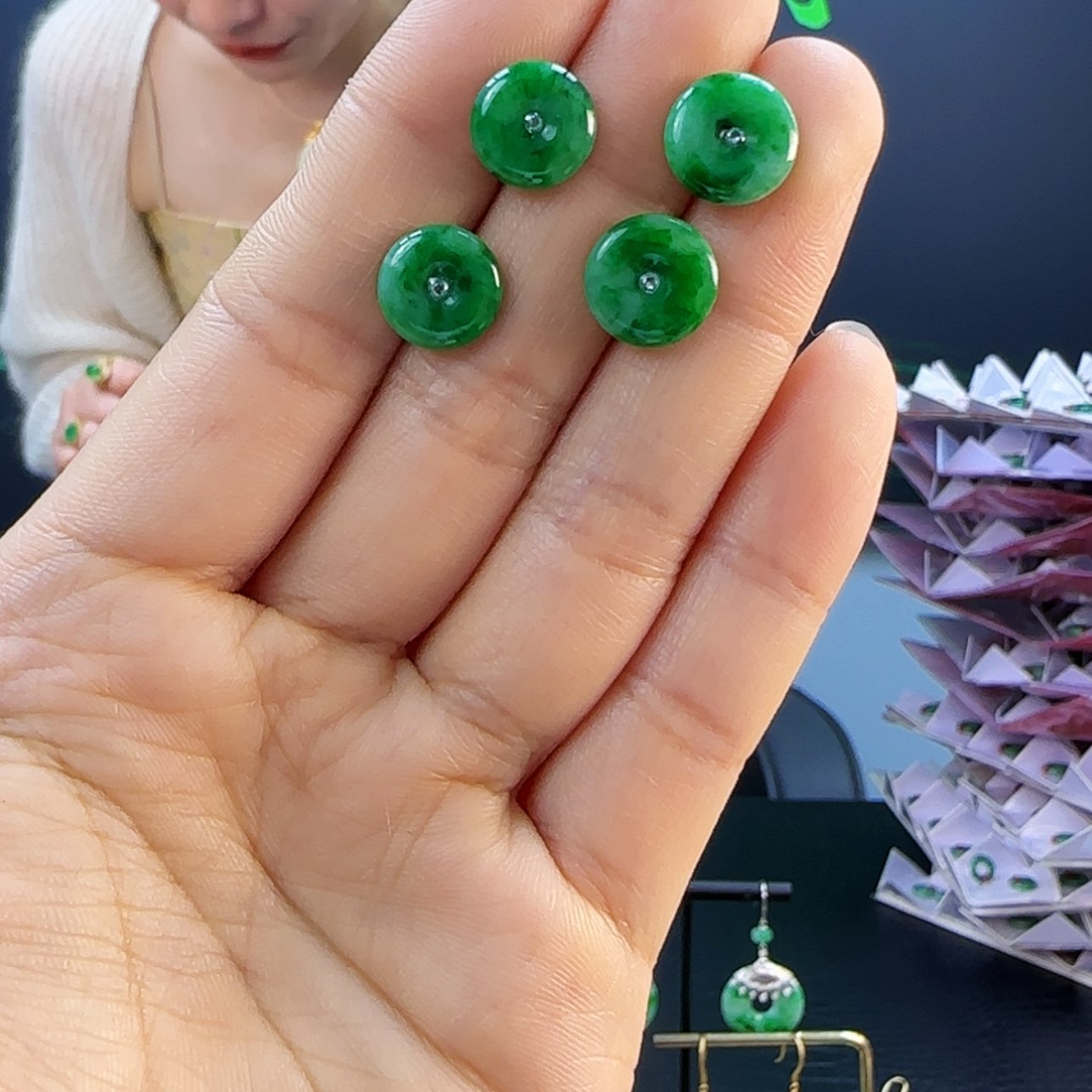 【闪购商品】翡翠耳饰18K金镶嵌