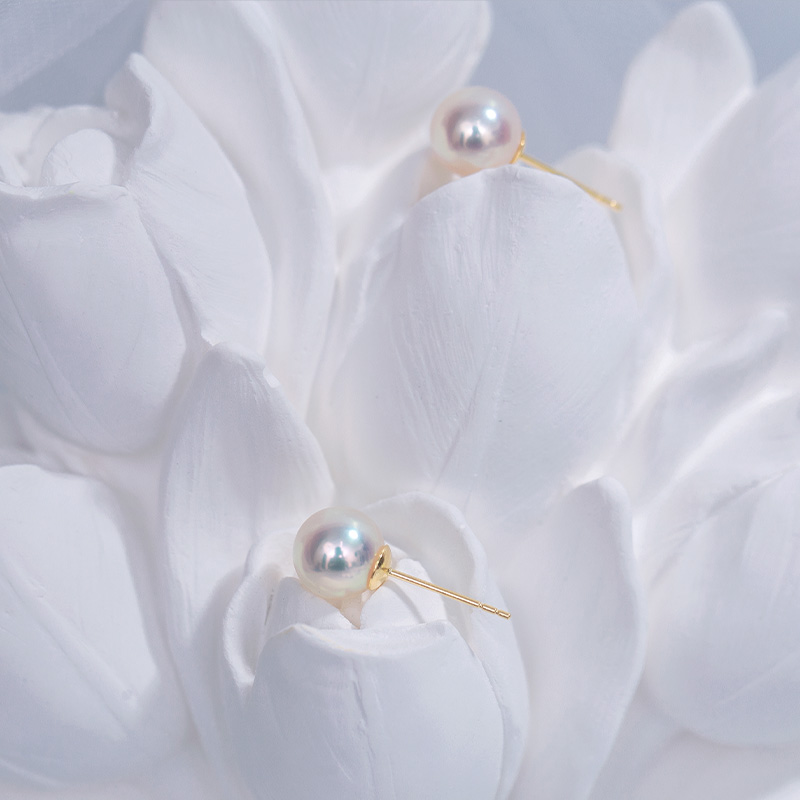 海水珍珠AKOYA耳饰18k金简约百搭经典时尚气质强光强光