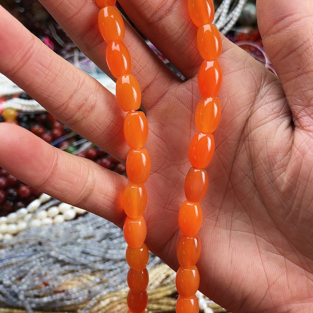 玛瑙/玉髓珠宝半成品未镶嵌盐源玛瑙1条桶珠8*11