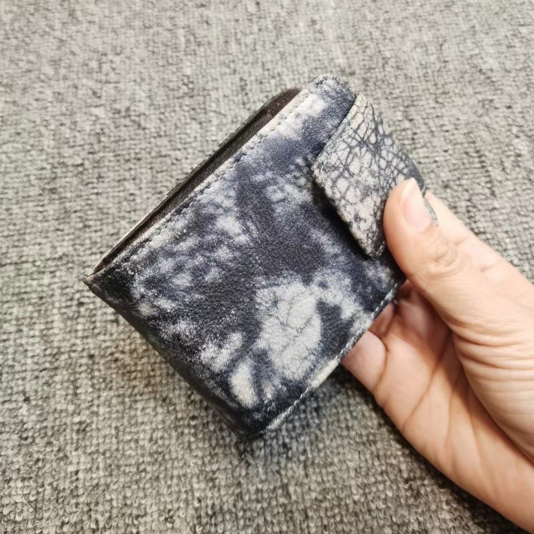 原创复古风手绘牛皮卡包时尚真皮多功能简约零钱包钱夹皮钱包休闲