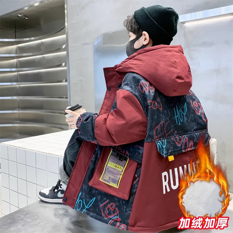 儿童装男童冬装棉服2025新款中大童棉衣冬季男孩加厚外套加绒棉袄