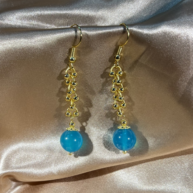 【符老板】y1949-天河石圆珠耳饰-合金