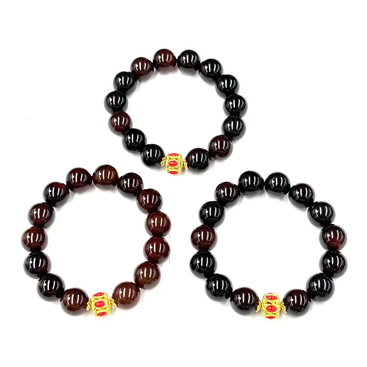 【符老板】s1236-复古设计棕红玛瑙圆珠手串-赠礼盒-多样性只发一件