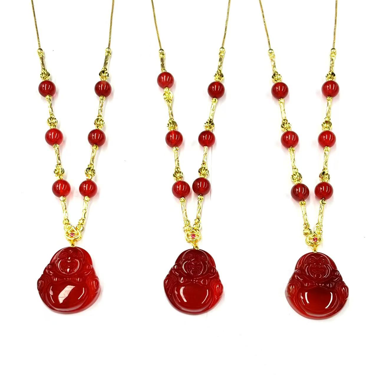 【符老板】y2447-国风红景玛瑙佛公毛衣链-赠礼盒-多样性只发一件