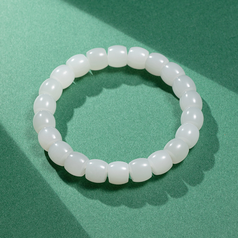 白玉直切手串卡10mm和田玉极致归圆 尽显高级感 素面单圈男女款