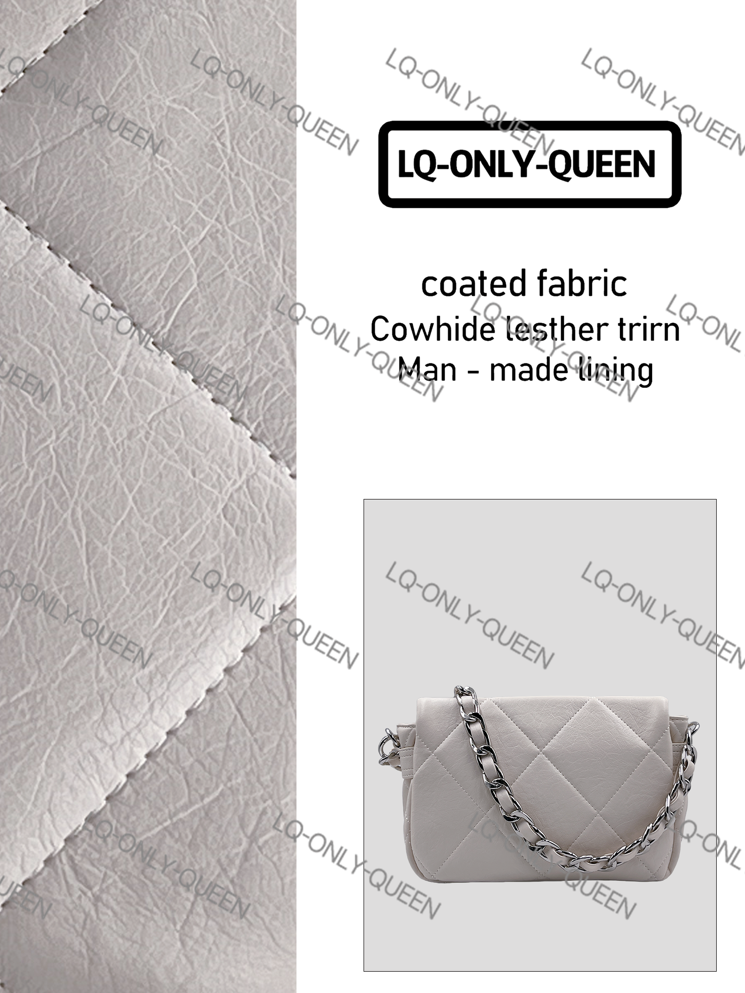 LQ-ONLY-QUEEN手工真皮女包银门爆裂纹白色