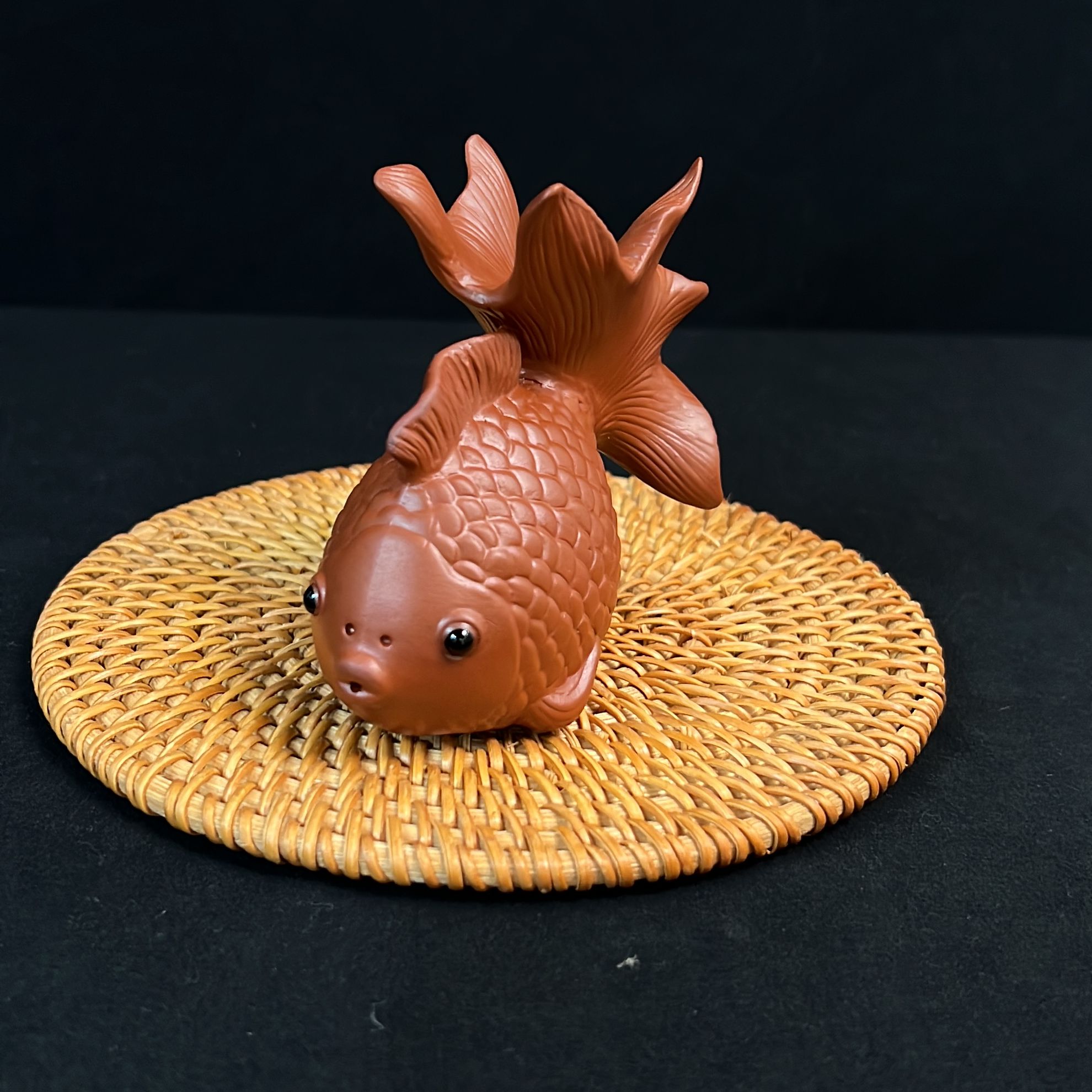 紫砂鱼跃龙门金鱼茶座茶盘柜子桌面摆件