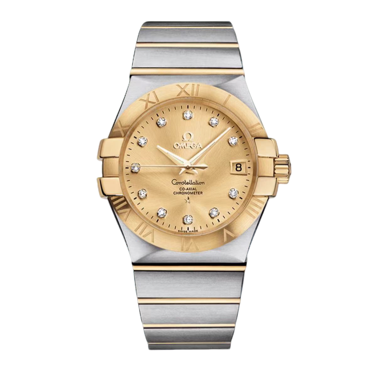 99新 Omega/欧米茄 星座/全套/表径35/机械男表/间金钻刻