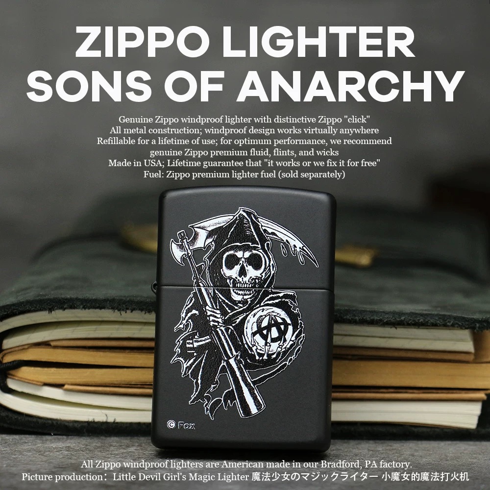 Zippo 打火机美国 28504 黑哑漆死神 美版原版MBJ1