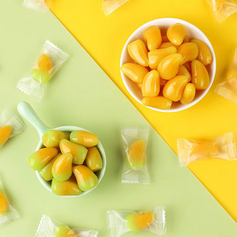 芒果剥皮软糖果汁水果味软糖啵皮糖果网红零食芒果味扒皮糖食品