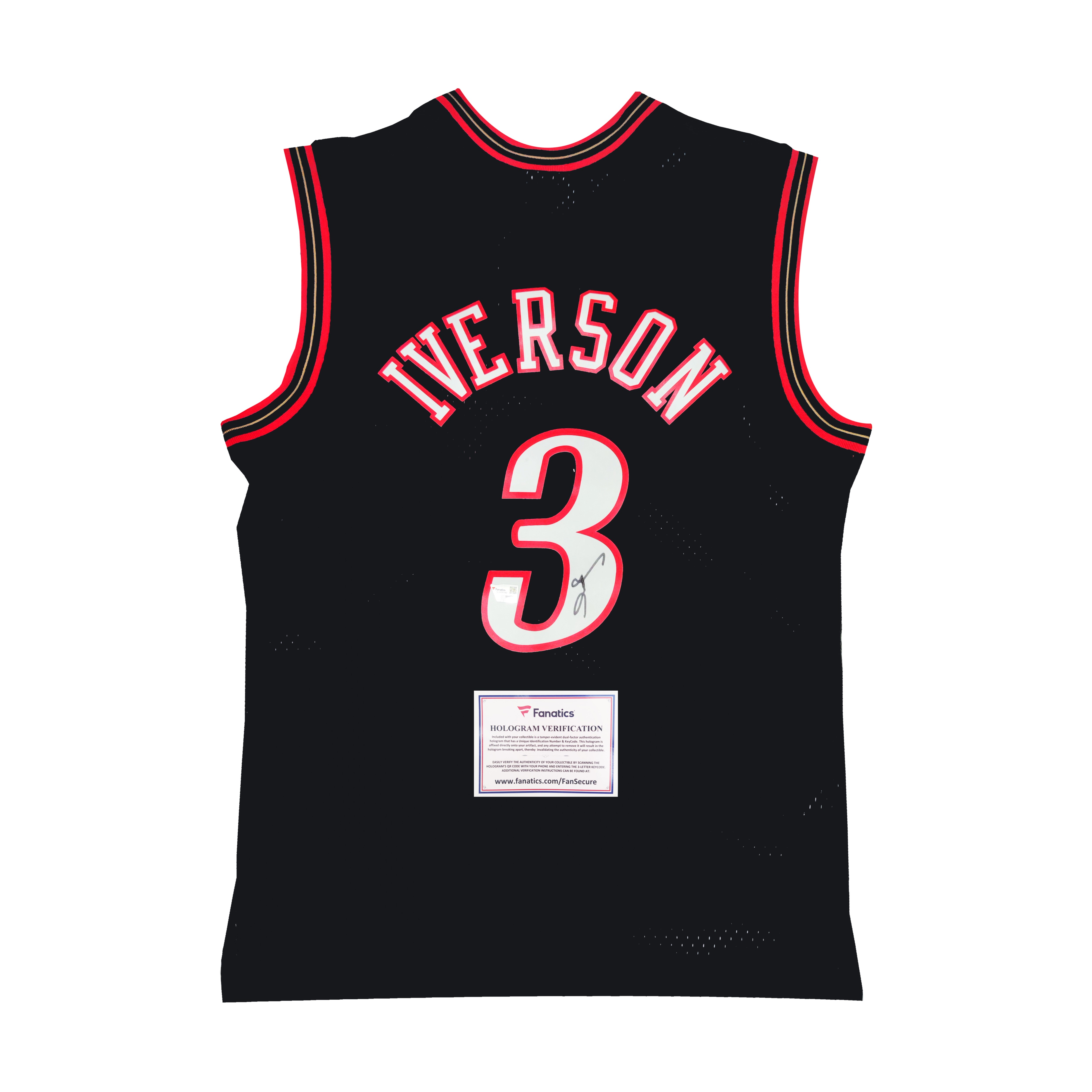 【铭人堂】NBA-艾弗森亲签 费城76队黑流星SW球衣收藏（含FA证书)