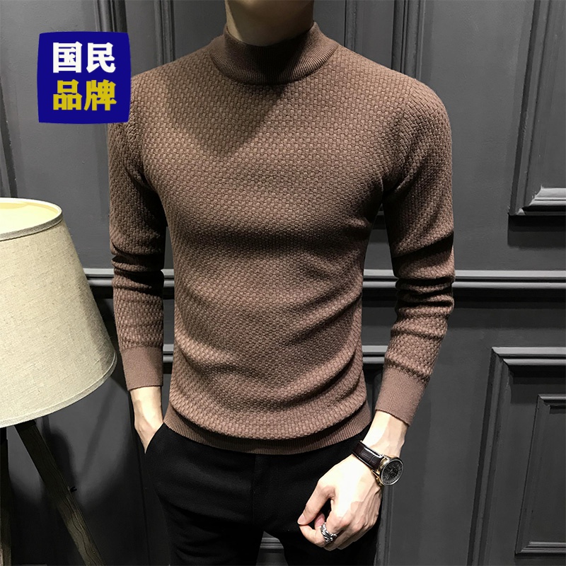 【小扬哥推荐】高级感半高领毛衣男秋冬款时尚百搭长袖针织打底衫