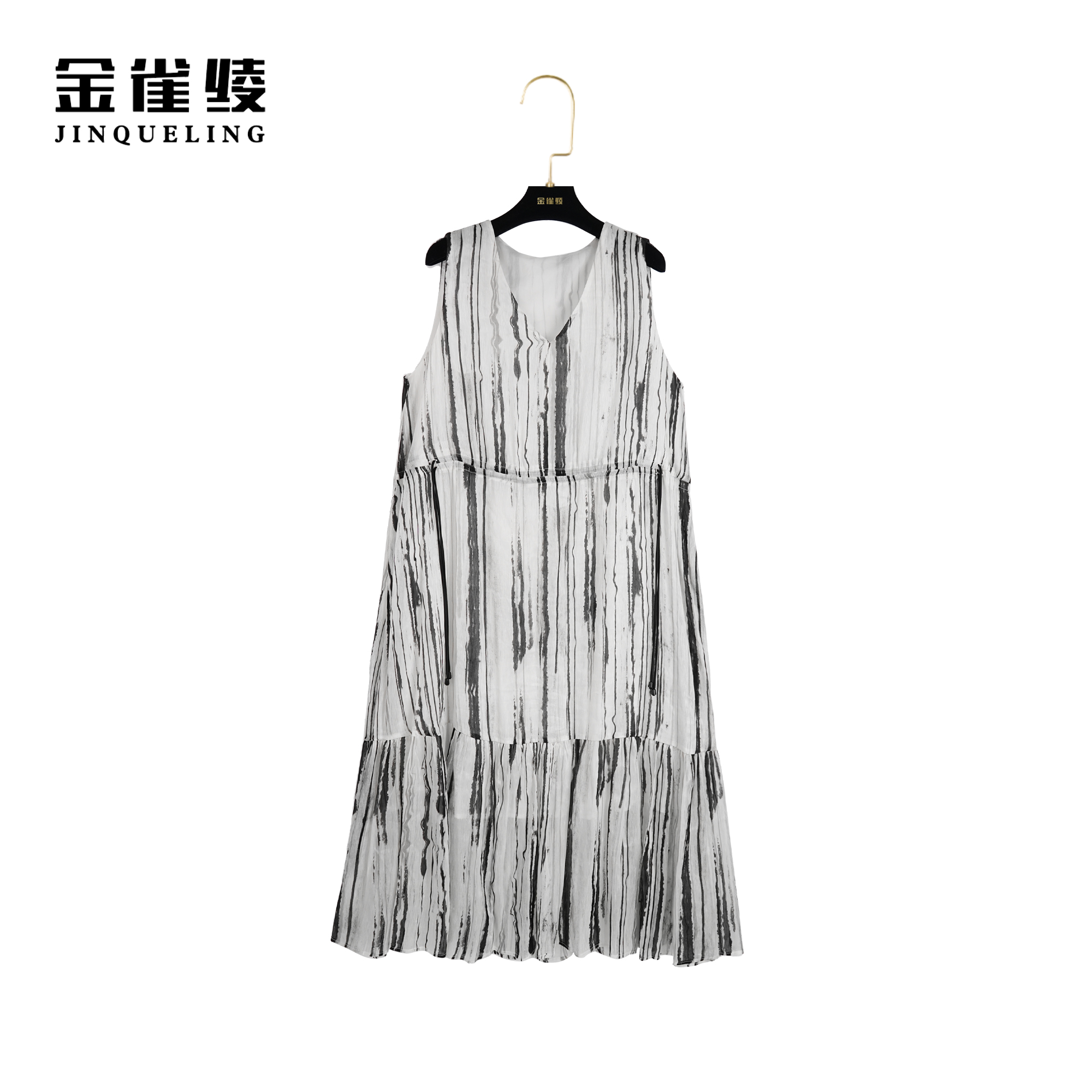 金雀绫【长流仙子】新款无袖清新显瘦气质度假款无袖裙B23169