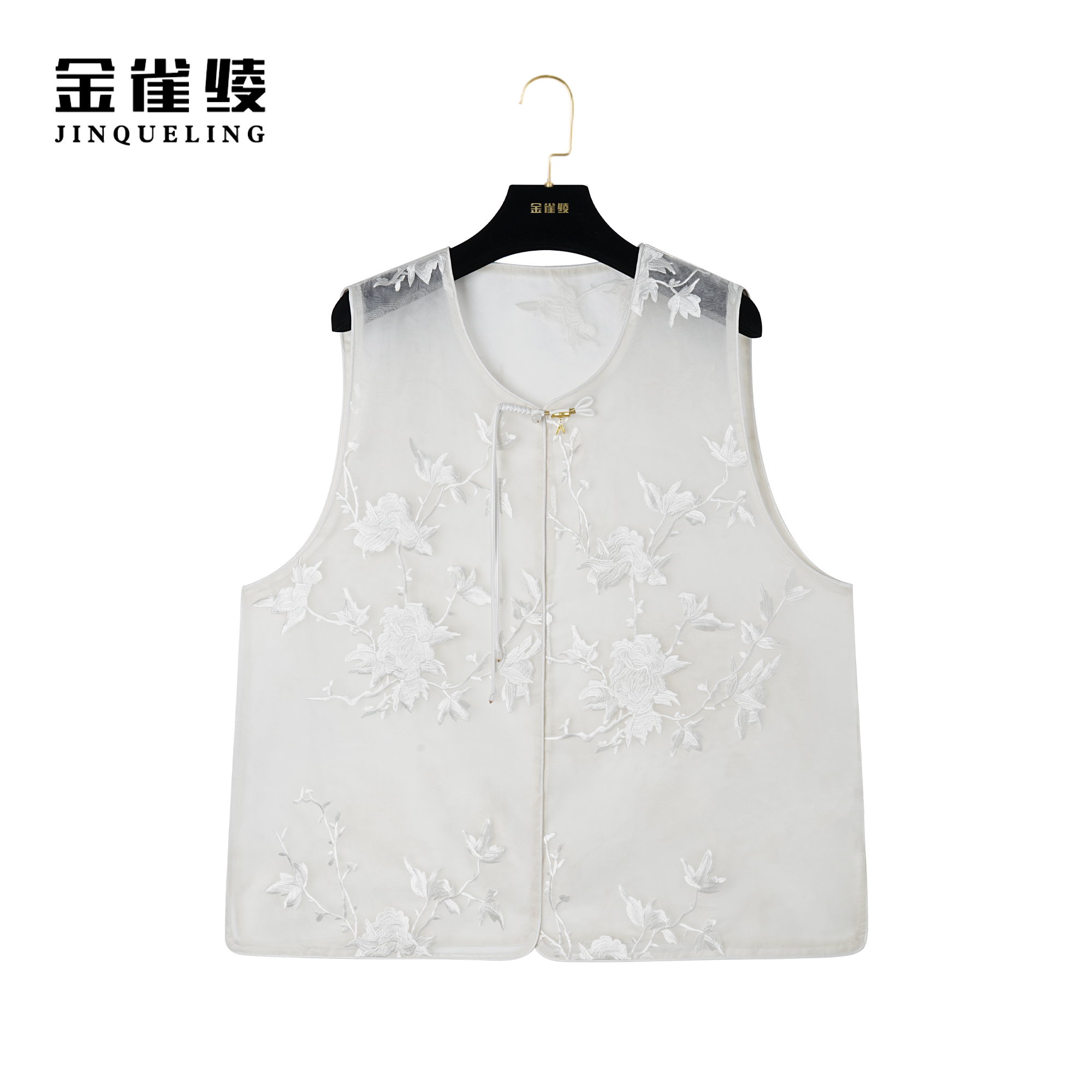 金雀绫【浮白若梦】桑蚕丝中式复古百搭国潮马夹AT6149