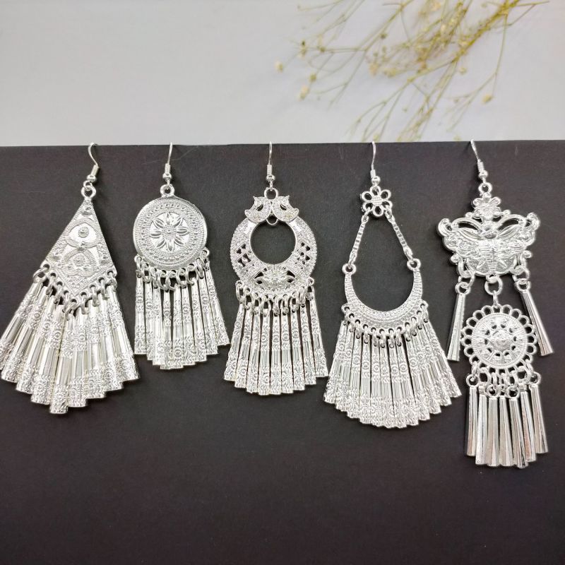 合金耳饰 少数民族风耳环仿银耳坠凤凰古城苗族耳饰纪念品