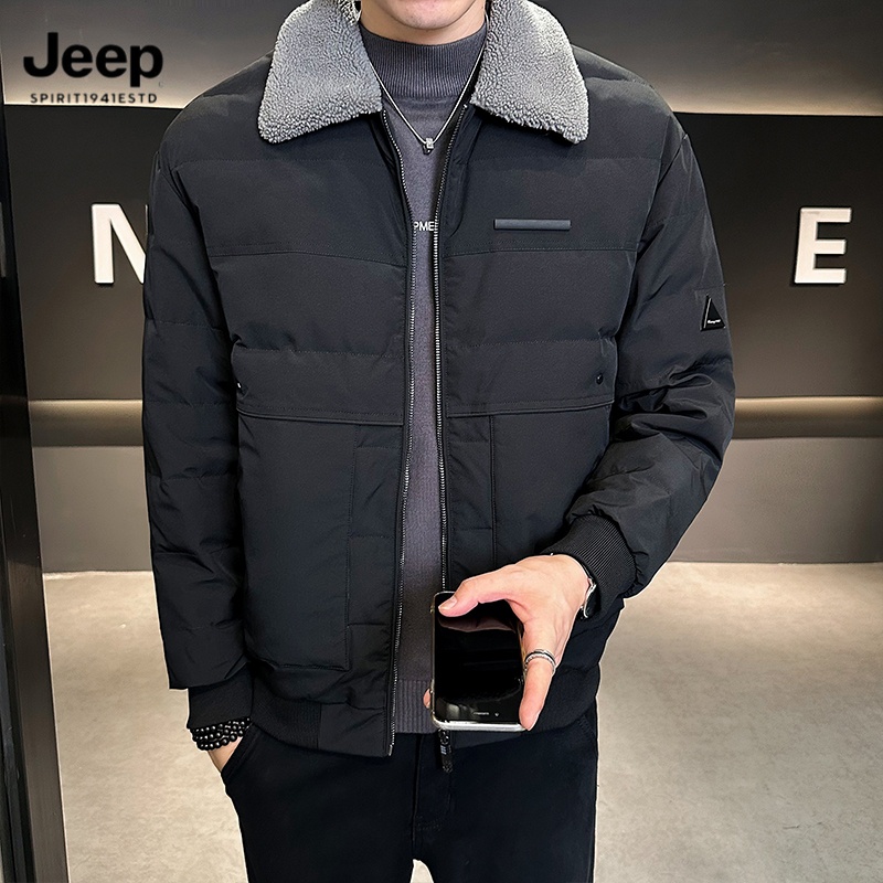 JEEP吉普秋冬新款棉衣男生休闲百搭潮流毛领保暖棉服男装棉袄子