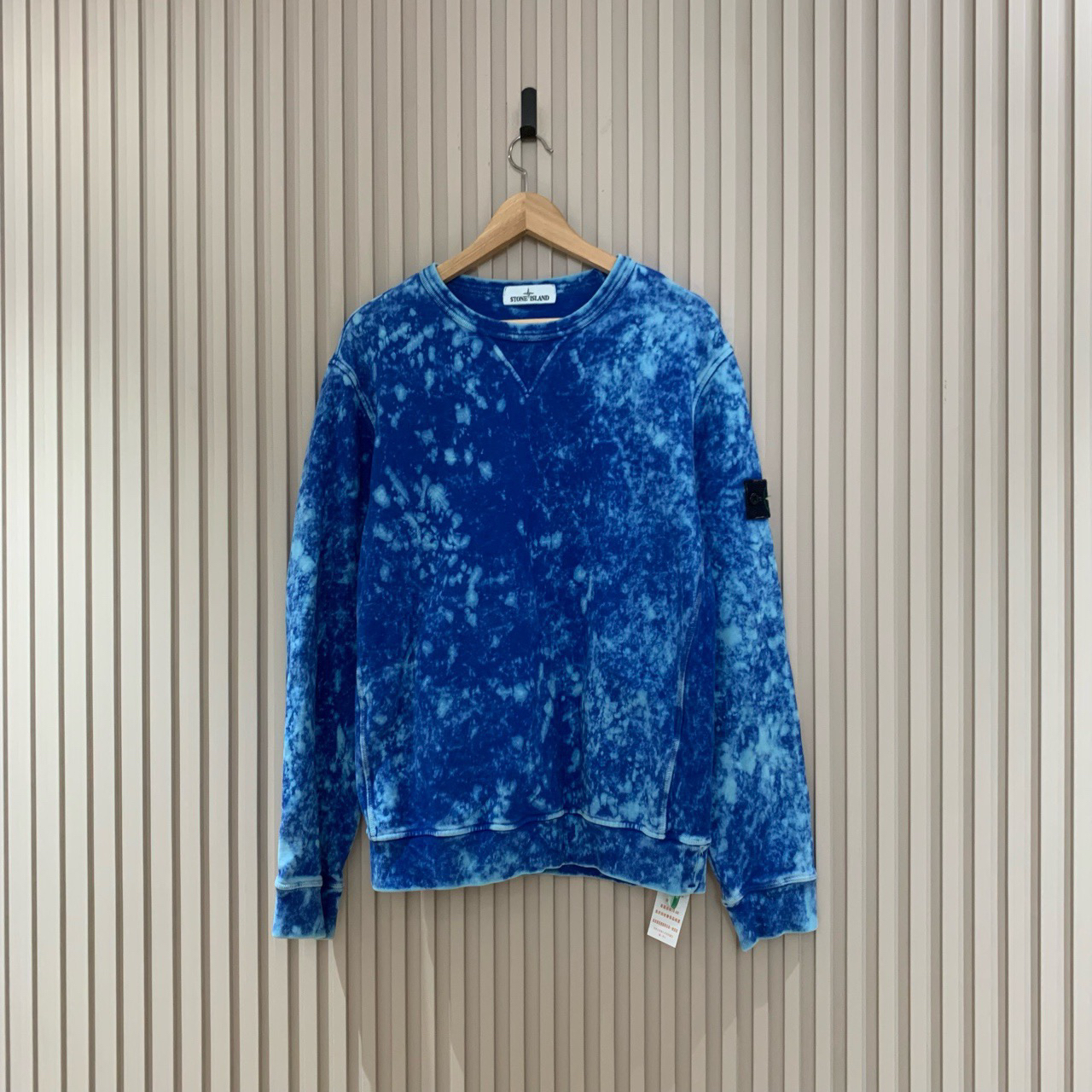 stone island蓝色徽标扎染印花卫衣/L码/99新/13701